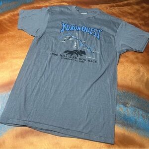 VTG Hanes 1987 Yukon Quest blue Gray T-Shirt size large made in USA